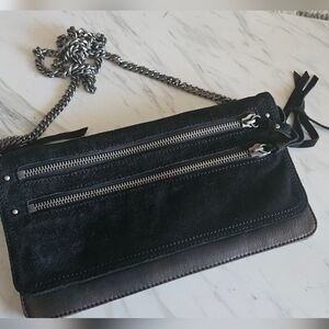 AllSaints Black Leather Logo Patch Interior